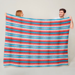 Lebendiges rot-blau-rosa-Streifenmuster Fleecedecke