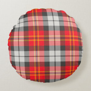 Lebendiges Rot & Grün Tartan Rundkissen - Circ Rundes Kissen