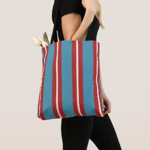 Lebendiges Rot- und Blau gestreiftes Muster modern Tasche