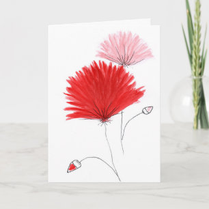 Lebendiges Rot und Rosa Aquarell-Blumen-Grußkarte Karte