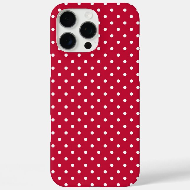Lebendiges Rot-Weiß-Pünktchenmuster iPhone 16 Pro Max Hülle (Rückseite)