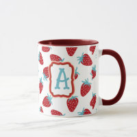 Lebendiges rotes Erdbeermuster Keramik-Kaffeetasse