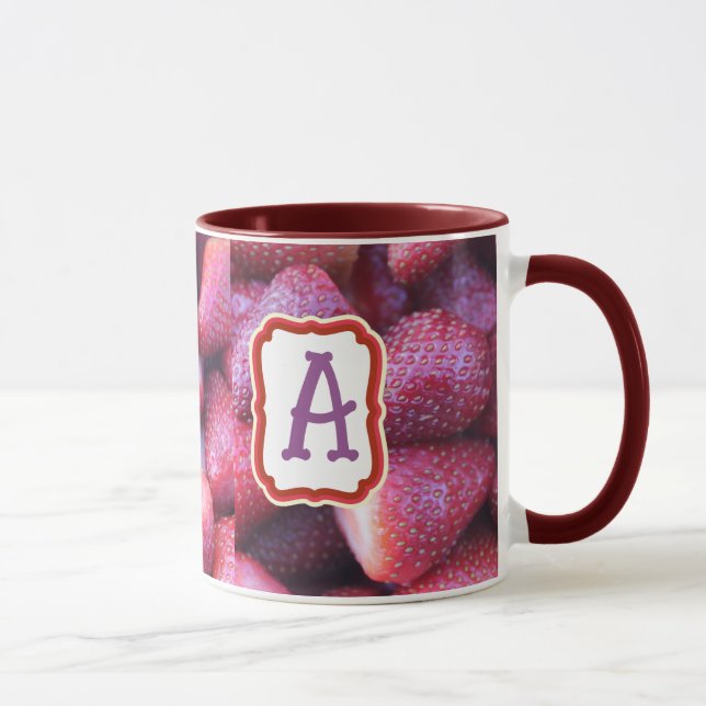Lebendiges rotes Erdbeermuster Keramik-Kaffeetasse Tasse (Rechts)