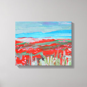 Lebendiges rotes Mohnfeld Leinwanddruck