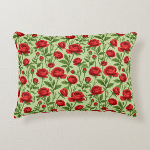 Lebendiges rotes Ranunculus-Blumenmuster Dekokissen