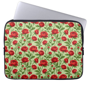 Lebendiges rotes Ranunculus-Blumenmuster Laptopschutzhülle