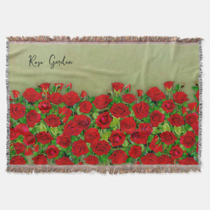 Lebendiges rotes Rosengarten-Blumenmuster Decke