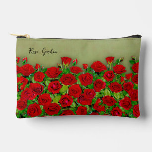 Lebendiges rotes Rosengarten-Blumenmuster Zubehörtasche
