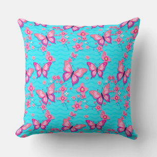Lebendiges Schmetterlinge- und Blumen-Design Kissen