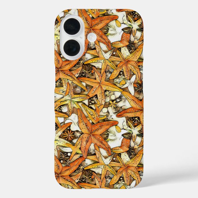 Lebendiges Seestern-Abstraktmuster-Design iPhone 16 Hülle (Rückseite)