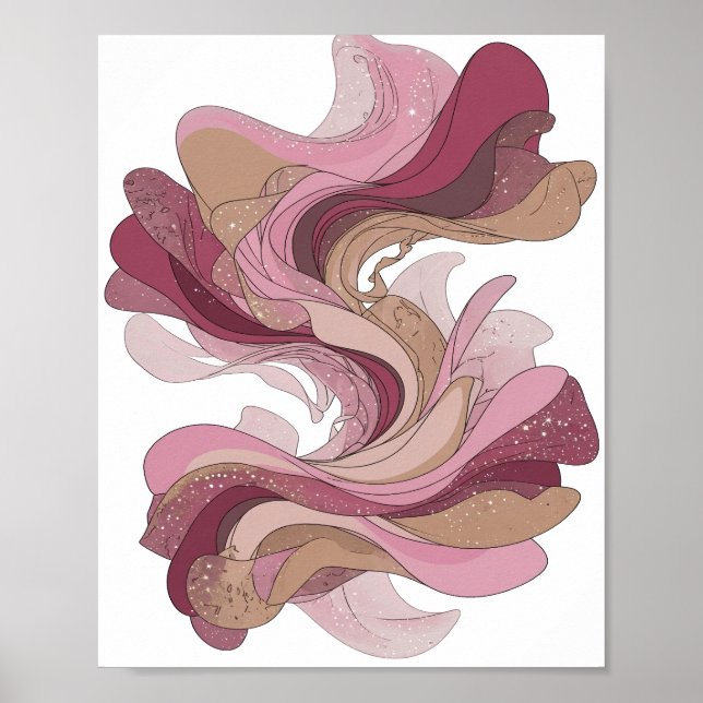 Lebendiges Silber ABSTRACTE KUNST Abstrakte Gestal Poster (Vorne)