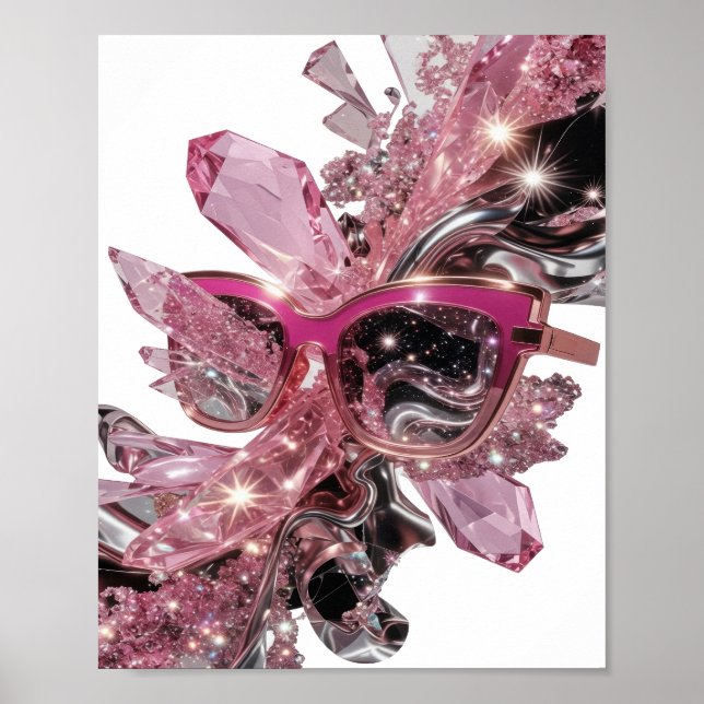 Lebendiges Silber ABSTRACTE KUNST Künstlerisches M Poster (Vorne)