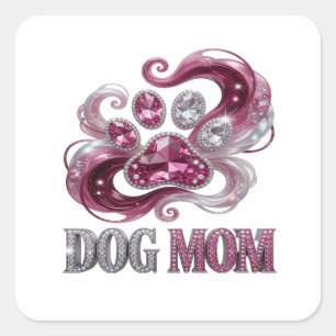 Lebendiges Silber DOG MOM Sticker-Design Quadratischer Aufkleber
