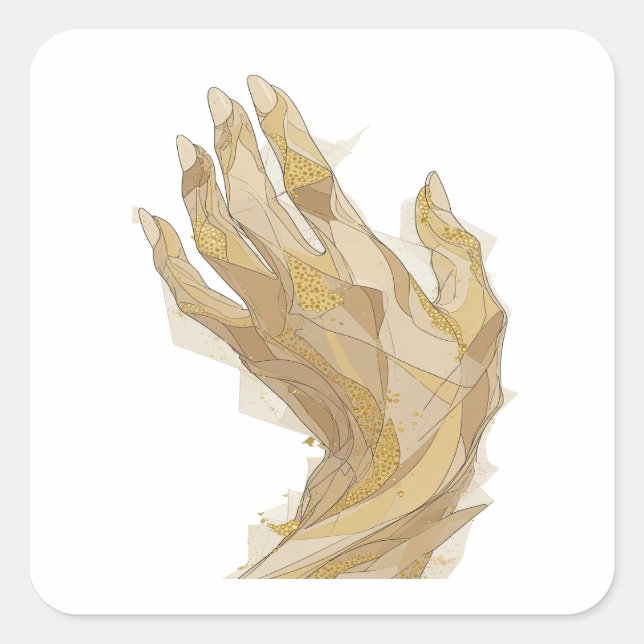 Lebendiges Silber GOLDENE HÄNDE Sticker Druck (Vorderseite)