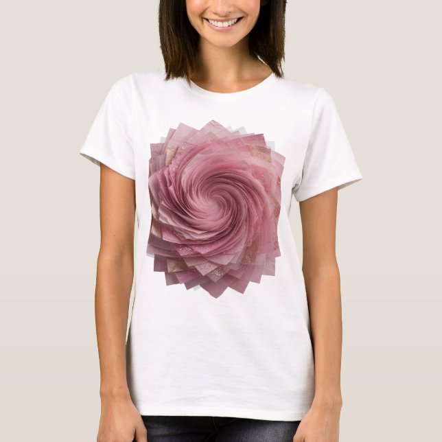 Lebendiges Silber PINK ROSE Textdesign T-Shirt (Vorderseite)