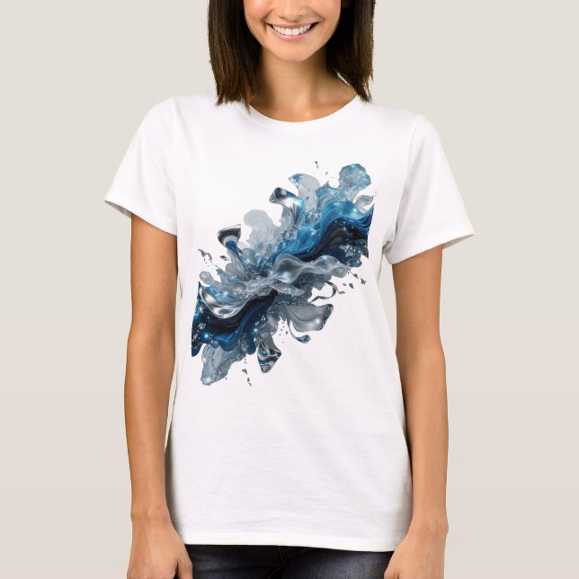 Lebendiges Silber-WATER FLOW-Statement-T-Shirt T-Shirt (Vorderseite)
