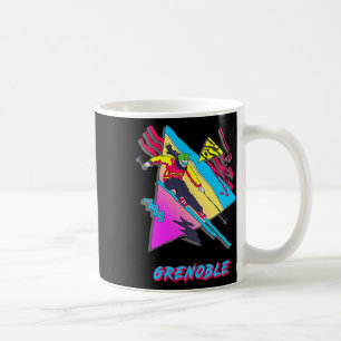 Lebendiges Skidesign mit Grenoble-Text Ski Kaffeetasse