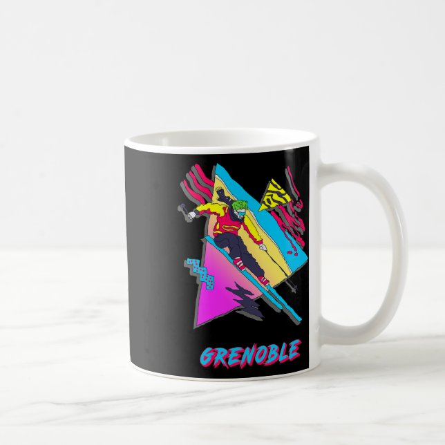 Lebendiges Skidesign mit Grenoble-Text Ski Kaffeetasse (Rechts)