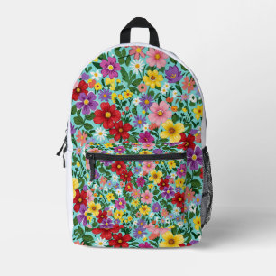 Lebendiges Sommer-Blumenwiese-Blumenmuster Bedruckter Rucksack