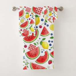 Lebendiges Sommer-Wassermelonen-Picknick-Reinmuste Badhandtuch Set