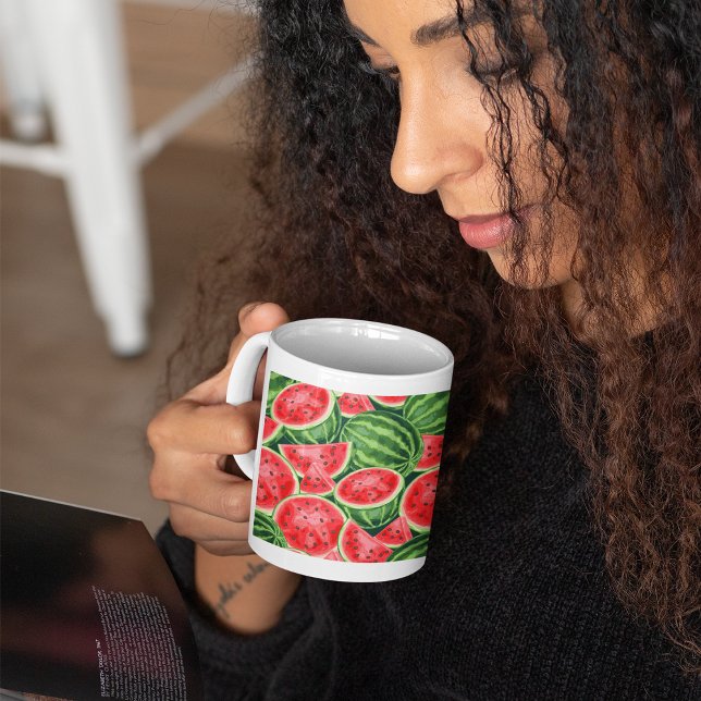 Lebendiges Sommer-Wassermelonen-Scheiben-Muster Kaffeetasse (Von Creator hochgeladen)
