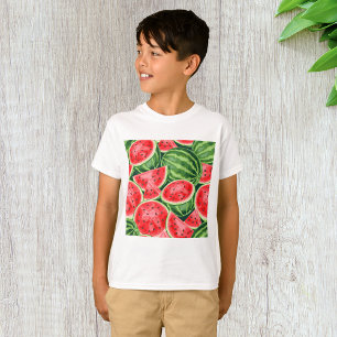 Lebendiges Sommer-Wassermelonen-Scheiben-Muster T-Shirt