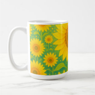 Lebendiges Sonnenblumenfeld-Muster Kaffeetasse
