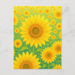 Lebendiges Sonnenblumenfeld-Muster Postkarte