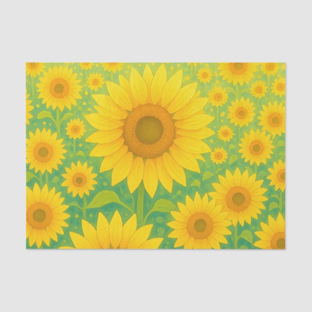 Lebendiges Sonnenblumenfeld-Muster Seidenpapier (Vorderseite)