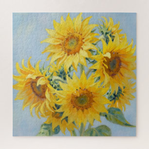 Lebendiges Sonnenblumenstrauß-Ölgemälde
