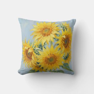 Lebendiges Sonnenblumenstrauß-Ölgemälde Kissen