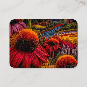 Lebendiges Sonnenhut-Feld Stickerei Kunst Geschäft Visitenkarte