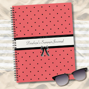 Lebendiges Sonnenuntergangs-Korallen-Polka-Punkt-S Notizbuch