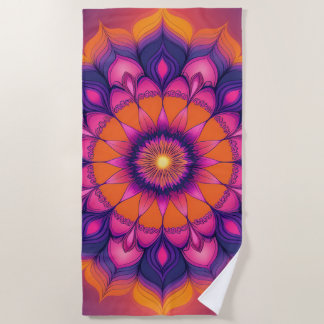 Lebendiges Sunset-Mandala-Rundstrandtuch Strandtuch