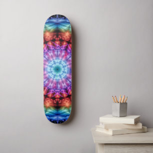 Lebendiges Tie Dye Kaleidoskop Regenbogen Mandala Skateboard