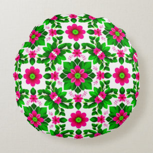 Lebendiges tropisches Blumenmuster Rundes Kissen