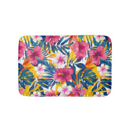Lebendiges tropisches Blumenparadies-Musterdesign Badematte