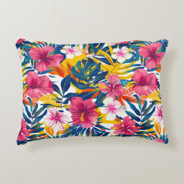 Lebendiges tropisches Blumenparadies-Musterdesign Dekokissen