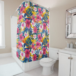 Lebendiges tropisches Blumenparadies-Musterdesign Duschvorhang