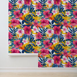 Lebendiges tropisches Blumenparadies-Musterdesign Tapete