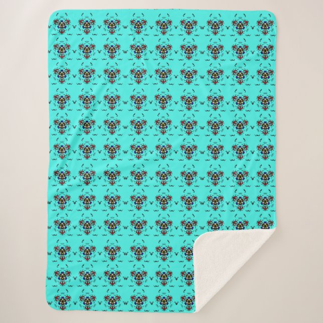 "Lebendiges Türkis-Mandala" Sherpadecke (Vorderseite)