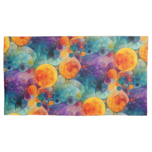 Lebendiges Türkis-Purple-Orange-Fraktal-Kunstmuste Kissenbezug