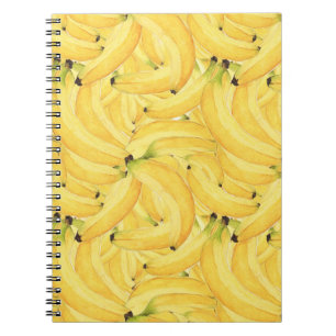 Lebendiges Wasserfarben-Bananen-Tropenfrucht-Muste Notizblock
