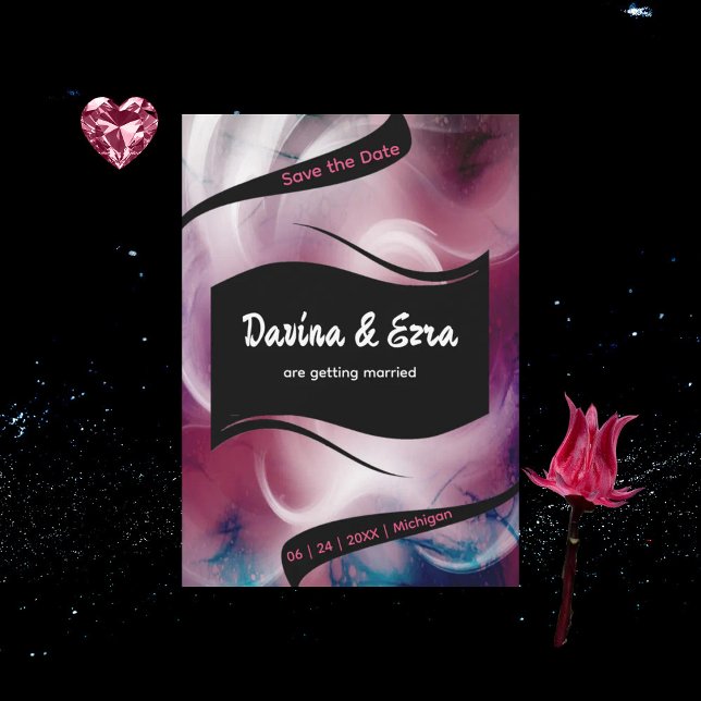 Lebendiges Wasserfarben-Rosa  Save The Date (Von Creator hochgeladen)