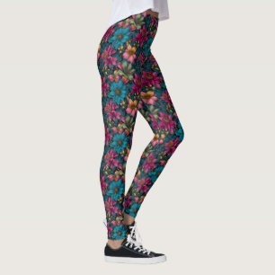 Lebendiges Weihnachts-Botanik-Fantasie-Muster Leggings