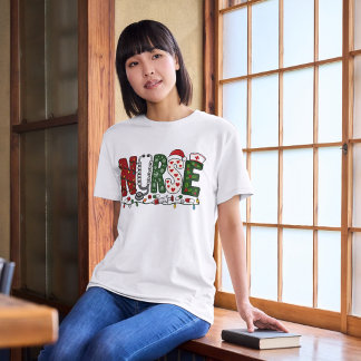 Lebendiges Weihnachts-Krankenschwester-Festdesign Tri-Blend Shirt