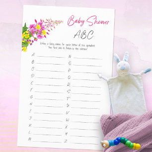 Lebendiges Wildblumen-Babyshower-ABC-Spiel