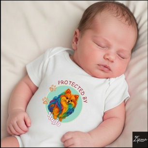 Lebendiges Wirbel Quilling-Pomeranian-Hundeporträt Baby Strampler