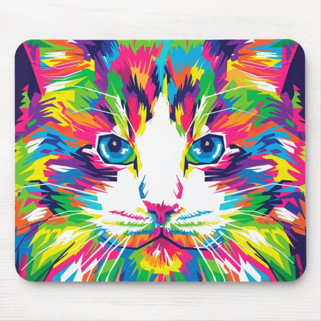 Lebendiges WPAP Katzenmauspad Mousepad (Vorne)