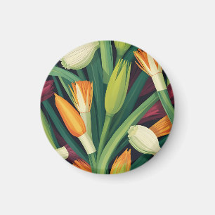 Lebendiges Zwiebelblütenmuster Magnet